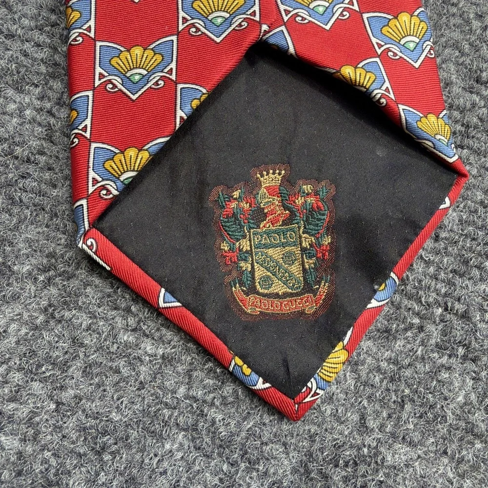 VTG Paulo GUCCI Pure Silk Necktie Made In Italy Red Vibrant Suit Menswear Formal
